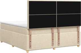 vidaXL Κρεβάτι box spring με στρώμα Κρεμ 140 x 200 cm Ύφασμα