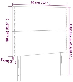 vidaXL Κεφαλάρι Κρεβατιού LED Μαύρο 90x5x118/128εκ. Υφασμάτινο