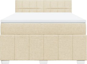vidaXL Κρεβάτι Boxspring με Στρώμα Κρεμ 140x200 εκ. Υφασμάτινο