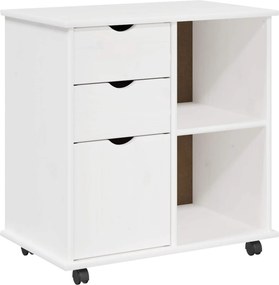 vidaXL Κινητό Ντουλάπι 63,5 x 39 x 65,5 εκ. Στερεό ξύλο πεύκου Λευκό