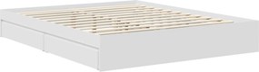 vidaXL Κρεβάτι Αποθήκης Λευκό 160 x 200 cm Επεξεργασμένο ξύλο