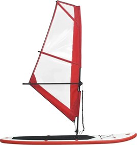 vidaXL Σανίδα SUP Φουσκωτή Σετ Κόκκινο / Λευκό με Πανί