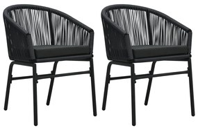48135 vidaXL Καρέκλες Κήπου 2 τεμ. Μαύρες από Ρατάν PVC Μαύρο, 1 Τεμάχιο