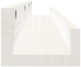 Ράφια Τοίχου 2 τεμ. Λευκό 110x12x9 εκ. από Μασίφ Ξύλο Πεύκου - Λευκό