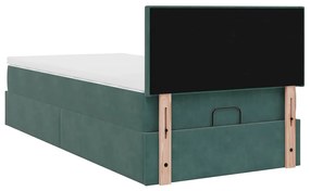 ΟΘΩΜΑΝΙΚΟ ΚΡΕΒΑΤΙ ΜΕ ΣΤΡΩΜΑ &amp; LEDS DARK GREEN 90X190CM VELVET 3312521