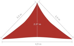 Πανί Σκίασης Κόκκινο 3,5 x 3,5 x 4,9 μ. από HDPE 160 γρ./μ² - Κόκκινο