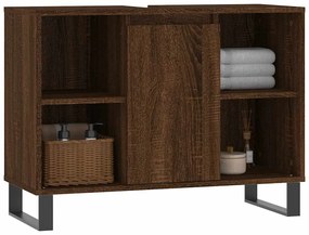 vidaXL Ντουλάπι Μπάνιου Καφέ Δρυς 80 x 33 x 60 εκ. Επεξεργασμένο Ξύλο