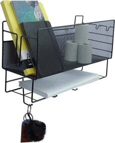 Επιτοίχιος Οργανωτής Γραφείου 36.5x13x25cm με Γάντζους Άσπρο ή Μαύρο