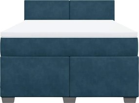 vidaXL Κρεβάτι Boxspring με Στρώμα Μπλε 160x200 εκ. Βελούδινο