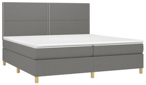 Κρεβάτι Boxspring με Στρώμα &amp; LED Σκ.Γκρι 200x200εκ. Υφασμάτινο - Γκρι