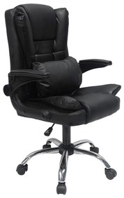 OFFICE CHAIR CANAN  BLACK PVC-BLACK NYLON-CHROME BASE 69x48x98Hcm.