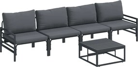 vidaXL Σετ Καναπέ Κήπου με μαξιλάρι 5 pcs Μαύρο Ατσάλι