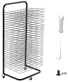 VEVOR Art Drying Rack 25 Removable Shelves Paint Drying Rack With Wheels Black