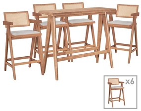 Dining set Winslow Ι set 7pieces rubberwood light walnut 120x45x100cm 120x45x100 εκ.