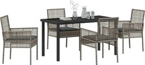 vidaXL Σέτ φαγητού για κήπο 5 pcs Γκρι συνθετικό ρατάν