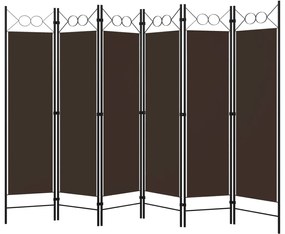vidaXL Διαχωριστικό Δωματίου με 6 Πάνελ Καφέ 240 x 180 εκ.