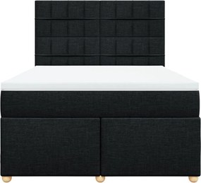 vidaXL Κρεβάτι Boxspring με Στρώμα Μαύρο 140x190 εκ. Υφασμάτινο