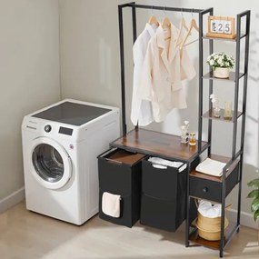 VEVOR 3-Tier Laundry Sorter with Rack Tall Laundry Hamper with Shelves 2 Section