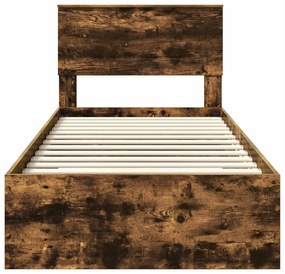 vidaXL Σκελετός Κρεβατιού Καπνιστό Δρύινο και Ασημί 75 x 190 cm