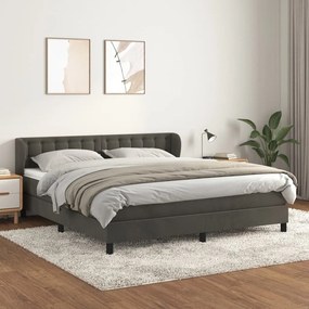 3127740 vidaXL Κρεβάτι Boxspring με Στρώμα Σκούρο Γκρι 160x200 εκ. Βελούδινο Γκρι, 1 Τεμάχιο