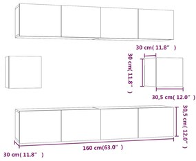 Σετ Επίπλων Τηλεόρασης 6 Τεμ. Γκρι Sonoma Επεξεργασμένο Ξύλο - Γκρι