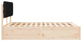 vidaXL Σκελετός Κρεβατιού με Επενδεδυμένο Κεφαλάρι Μαύρο 140 x 190 cm