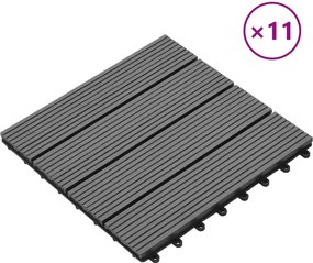 vidaXL Πλάκα Κατασκευής 11 pcs Γκρι 30 x 30 cm WPC