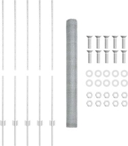 vidaXL Εξωτερική εξάγωνη περίφραξη με στήλη 10 x 1,4 μ Ασημί Δίχτυ