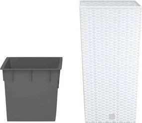 vidaXL Γλάστρα με Αφαιρουμ. Εσωτερικό Λευκή 11/26,5 Λίτρων Ρατάν PP