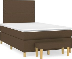 vidaXL Κρεβάτι Boxspring με Στρώμα Σκούρο Καφέ 120x190 εκ Υφασμάτινο