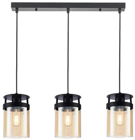 Φωτιστικό Κρεμαστό Τρίφωτο Ράγα 3xE27 L605xH1500mm Γυαλί Amber Betty Viokef 4304900