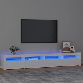 Έπιπλο Τηλεόρασης με LED Γυαλιστερό Μαύρο 240x35x40 εκ. - Λευκό