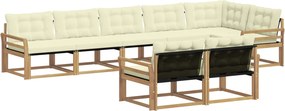 vidaXL Σειρά Καναπέ Εξωτερικού με μαξιλάρι 8 pcs Λευκό και Κρεμ