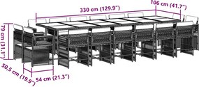 vidaXL Σετ Τραπεζαρίας Κήπου 17 τεμ Καφέ από Συνθ. Ρατάν με Μαξιλάρια