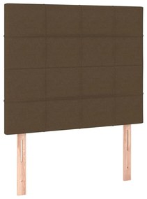 vidaXL Κρεβάτι Boxspring με Στρώμα &amp; LED Σκ.Καφέ 90x200 εκ. Υφασμάτινο