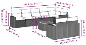 vidaXL Σαλόνι Κήπου Σετ 9 τεμ. Μπεζ Συνθετικό Ρατάν με Μαξιλάρια