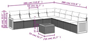 vidaXL Σετ Καναπέ Κήπου 10 τεμ. Μπεζ Συνθετικό Ρατάν με Μαξιλάρια