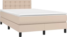 vidaXL Κρεβάτι Boxspring Στρώμα&amp;LED Καπουτσίνο 120x200 εκ. Συνθ. Δέρμα
