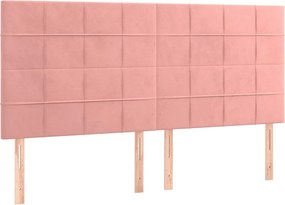 vidaXL Κρεβάτι Boxspring με Στρώμα Ροζ 180x200 εκ. Βελούδινο