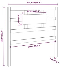 vidaXL Κεφαλάρι Κρεβατιού Λευκό 105,5 x 4 x 100 εκ. Μασίφ Ξύλο Πεύκου