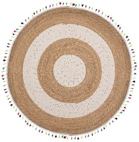 Χαλί Στρόγγυλο Με Κρόσια 90164 Ecru-Natural 150X150cm Round