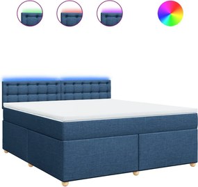 vidaXL Κρεβάτι Boxspring με Στρώμα Μπλε 180x200 εκ. Υφασμάτινο