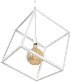 01675 GloboStar® GLOBOSTAR® CUBE 01675 Μοντέρνο Κρεμαστό Φωτιστικό Οροφής με Ντουί 1 x E27 AC 220-240V IP20 - Λευκό - Μ70 x Π70 x Y87cm