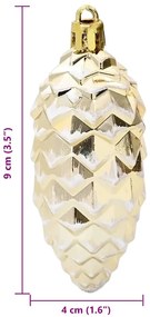 vidaXL Μπάλα από κουκουνάρι Χριστουγέννων 40 pcs Χρυσό Πλαστικό