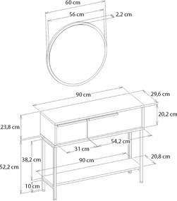 Κονσόλα με καθρέπτη Suzy Megapap χρώμα λευκό 90x29,6x76εκ.