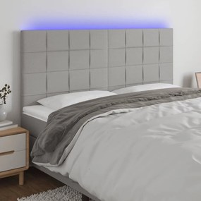 Κεφαλάρι Κρεβατιού LED Ανοιχτό Γκρι 160x5x118/128εκ. Υφασμάτινο 3122430