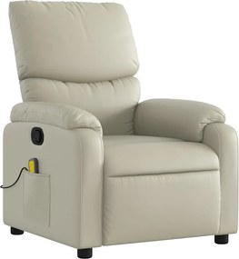 vidaXL Πολυθρόνα Μασάζ Ανακλινόμενη Κρεμ από Συνθετικό Δέρμα
