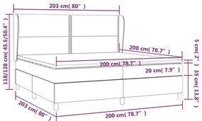 vidaXL Κρεβάτι Boxspring με Στρώμα Σκούρο Γκρι 200x200 εκ. Υφασμάτινο
