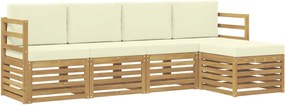 vidaXL Σειρά Καναπέ Εξωτερικού 5 pcs Λευκό και Κρεμ
