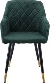 RENA Πολυθρόνα Μέταλλο Βαφή Μαύρο, Ύφασμα Velure, Απόχρωση Forest Green   2τμχ